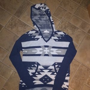 Aztec print hooded sweater